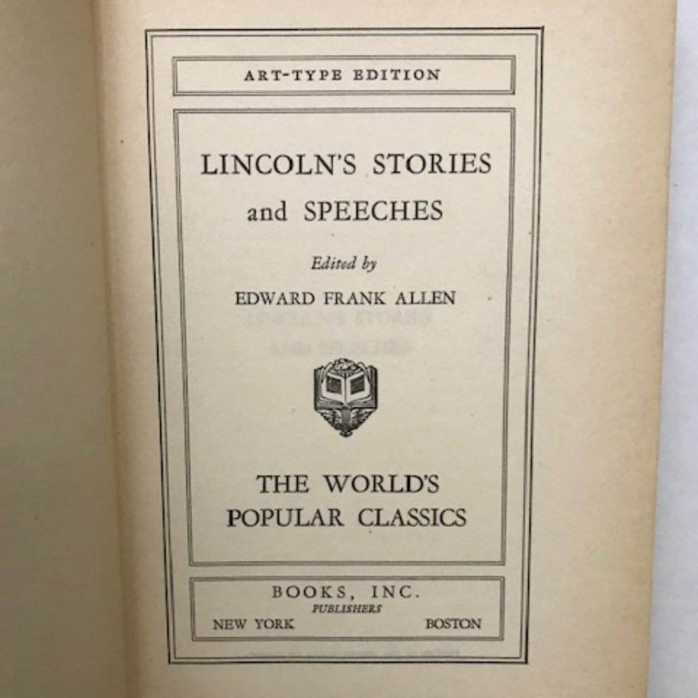Lincoln's Stories and Speeches - Vintage Book